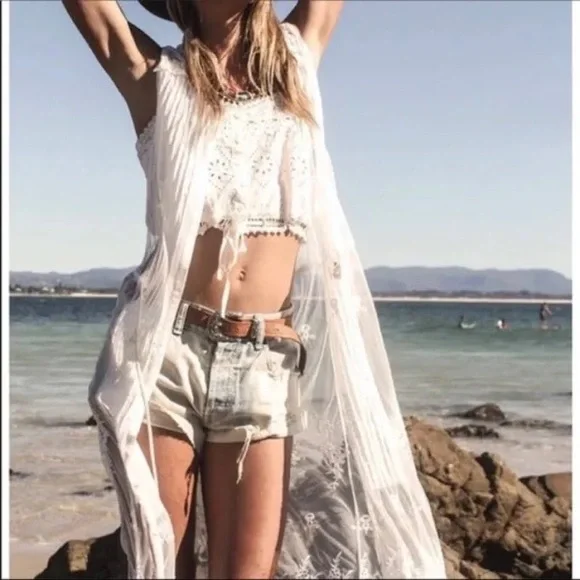 Vintage Spell & the Gypsy Ophelia Lace Duster XS Sheer Maxi - Picture 3 of 16